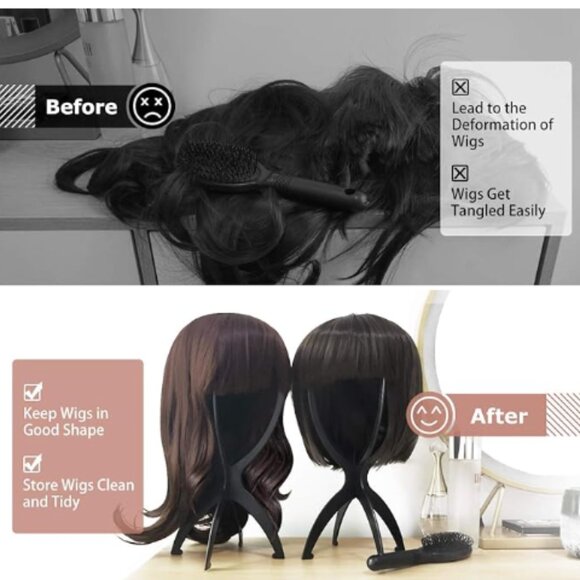 DREAMLOVER Wig and Hat Head Stand, Black - Picture 3 of 5